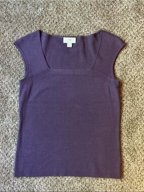 LOFT Purple Square-Neck Cap Sleeve Tank